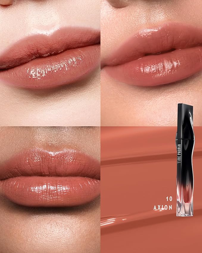 TIMEPHORIA Stellar Dust Lip Stain 10, Transfer-Proof & Smudge-Proof Lip Gloss, Nude Brown Tinted Glossy Finish, High-Pigment Vibrant Color, Hydrating Lightweight Long-Lasting Lip Makeup for Women