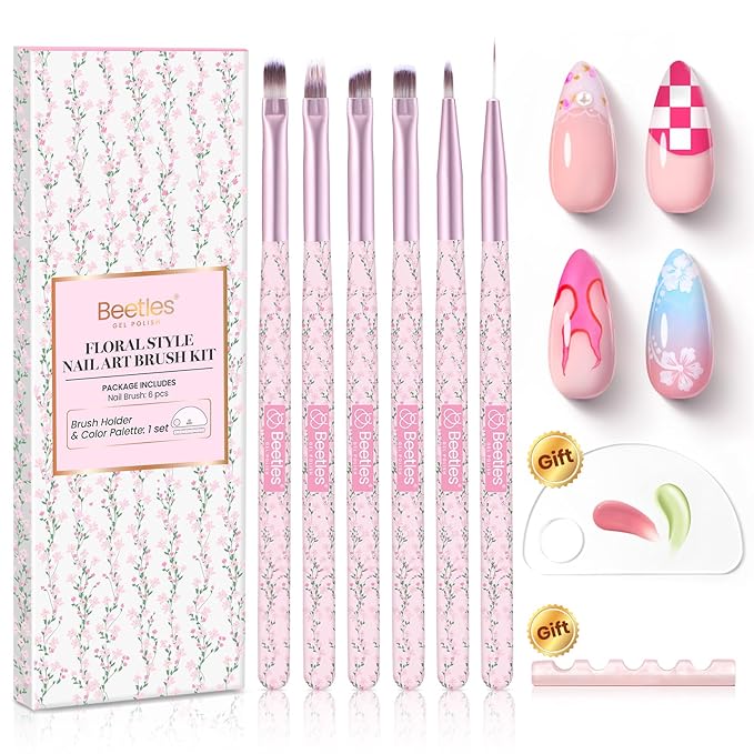 Beetles Gel Polish Nail Art Brushes Set, 6 Pcs Fingernail Art Design Pen