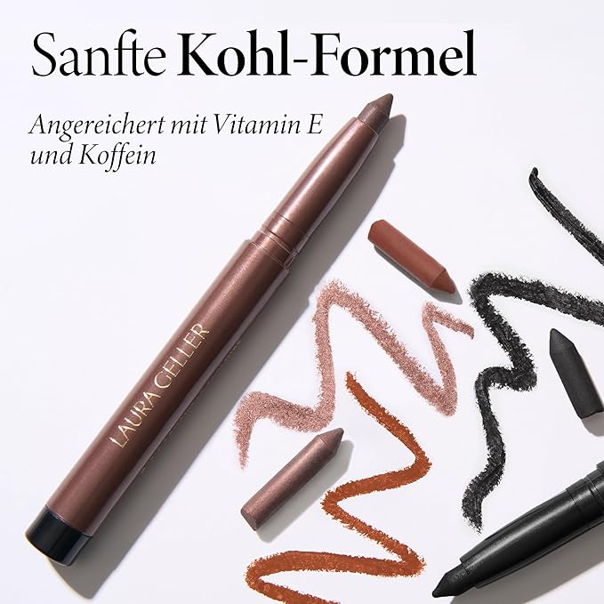 LAURA GELLER NEW YORK Kajal Longwear Kohl Eyeliner Pencil – Smoky Quartz – Smooth, Blendable Application, Long-Wearing, Non-Creasing – Infused with Caffeine & Vitamin E – Built-In Sharpener