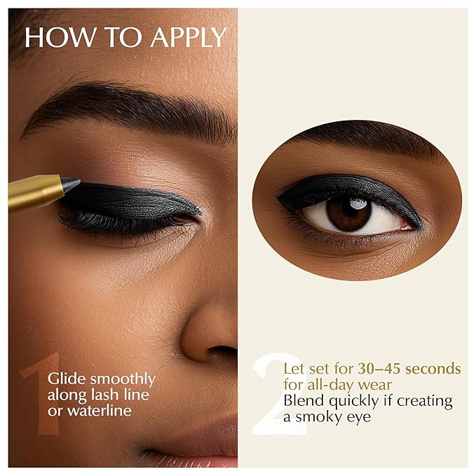 EPILYNX Waterproof Eyeliner Pencil, Smudge-Proof Vegan, Blackest Black