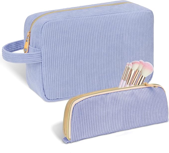 Sernaxi Personalized Initial Makeup Bag Trendy Stuff Corduroy Cosmetic Bag Travel Toiletry Bag, Valentine’s Day Gift Makeup Organizer Case & Makeup Pouch for Women Teen Girls Mom Girlfriend Wife
