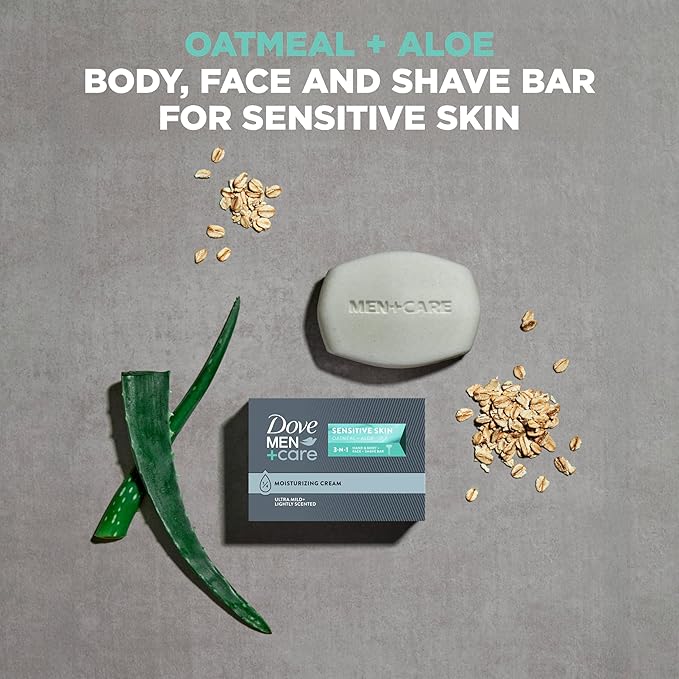 DOVE MEN + CARE Hand Body Face Shave Bar, Sensitive Skin, 6 Count, 3.75 oz