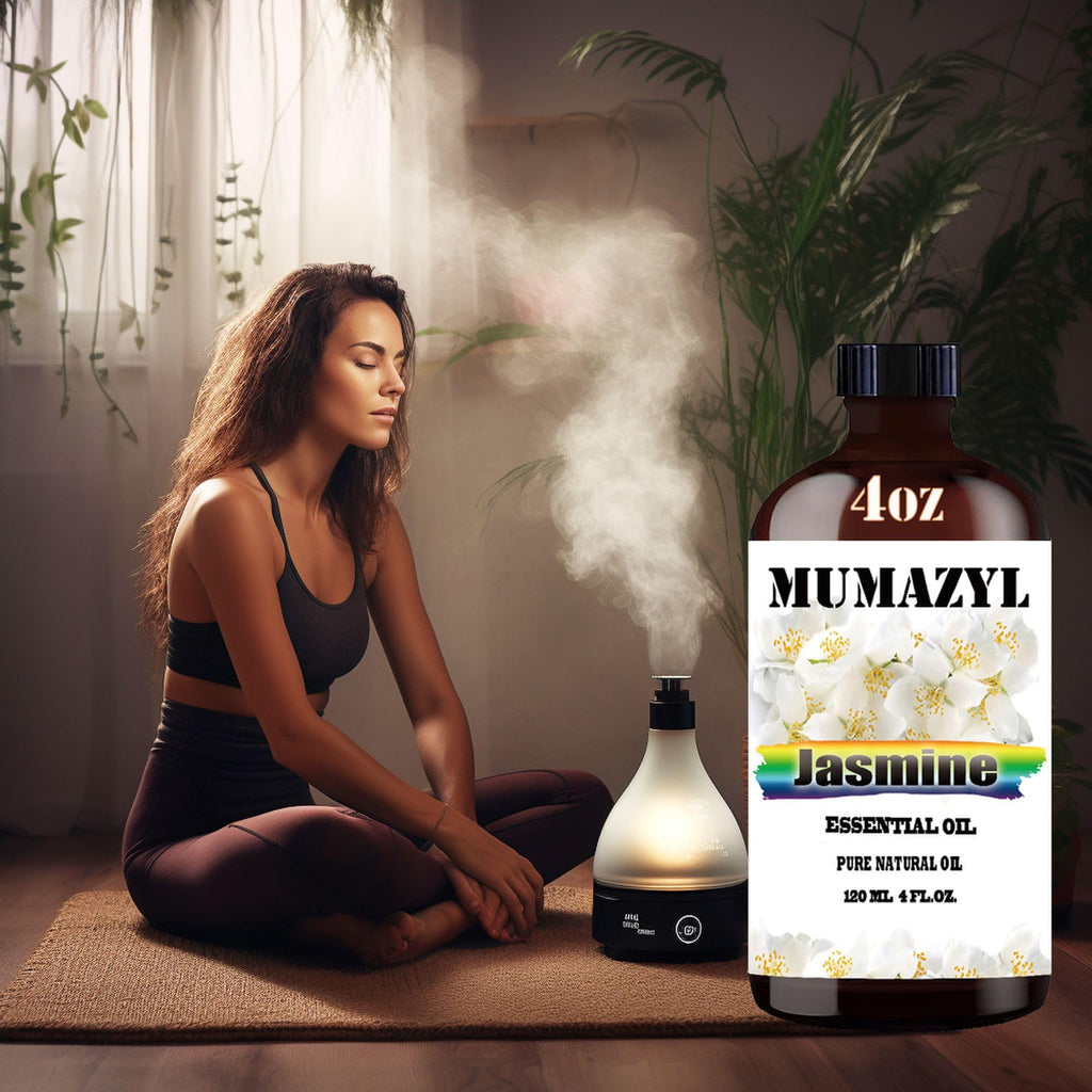 Jasmine Essential Oil, Jasmine Oil 4 Fl Oz 120ML for Diffuser Humidifier Yoga Cleaning DIY Candle Soap Making MUMAZYL Essential Oils