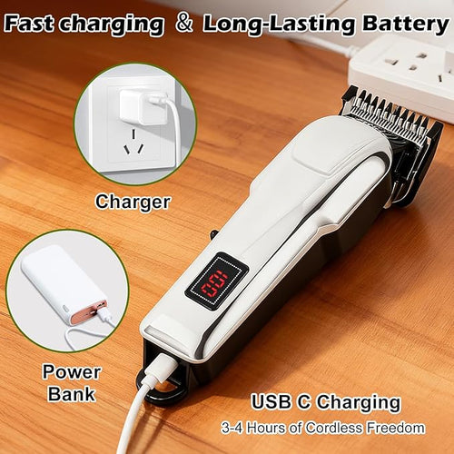 4 Pack Hair Clippers for Men Cordless Clippers for Hair Cutting Rechargeable Beard Hair Trimmer LED Display