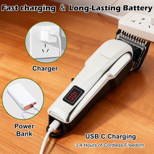 4 Pack Hair Clippers for Men Cordless Clippers for Hair Cutting Rechargeable Beard Hair Trimmer LED Display