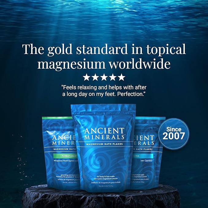 Ancient Minerals Magnesium Bath Flakes, Epsom Salt Alternative, 8lb
