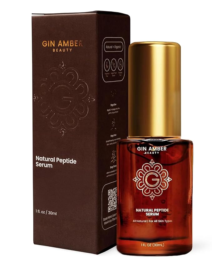 Gin Amber Beauty Peptide Facial Serum- Firming Skin Serum with Vit E 1fl oz