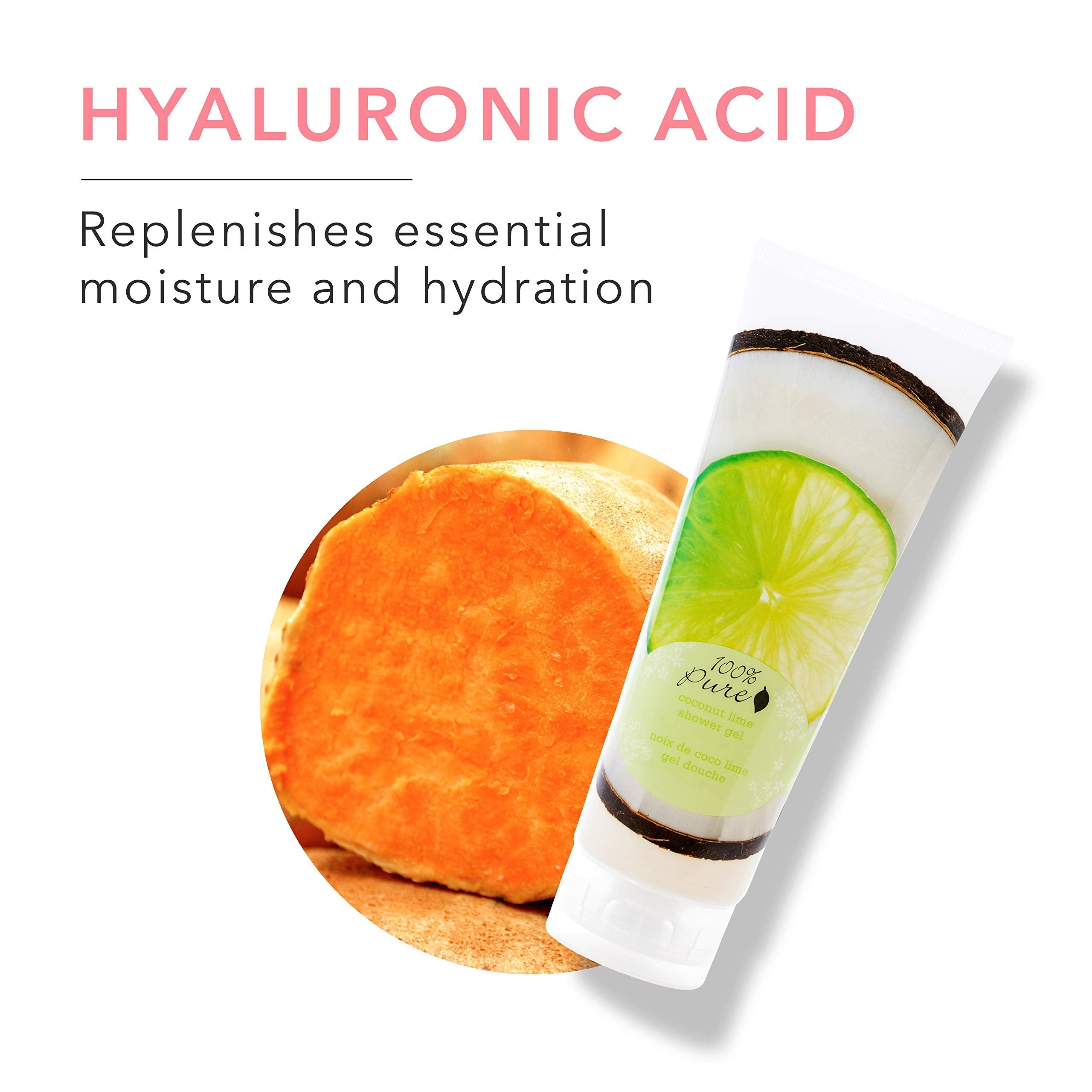 100% PURE Coconut Lime Shower Gel Natural Foaming & Hydrating Body Wash