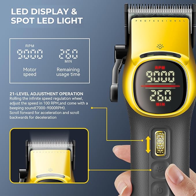 VGR 885S2 Professional Hair Clippers for Men with Hair Trimmer Set, Gold
