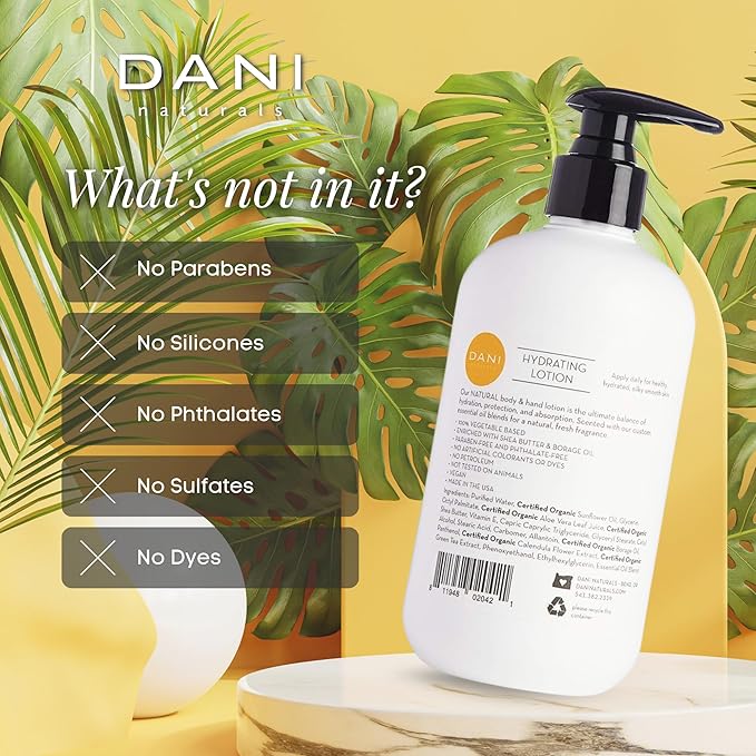 DANI Naturals Grapefruit Ginger Body Lotion, Paraben-Free, Vegan, 12 fl oz