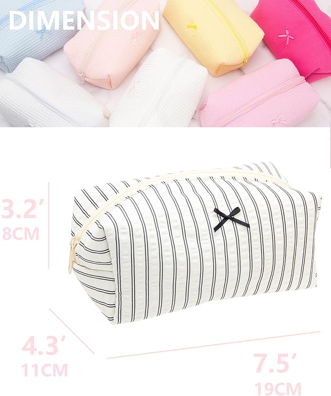 PAZIMIIK Cozy Makeup Bag for Women,Zipper Cosmetic Pouch,Stripe Black