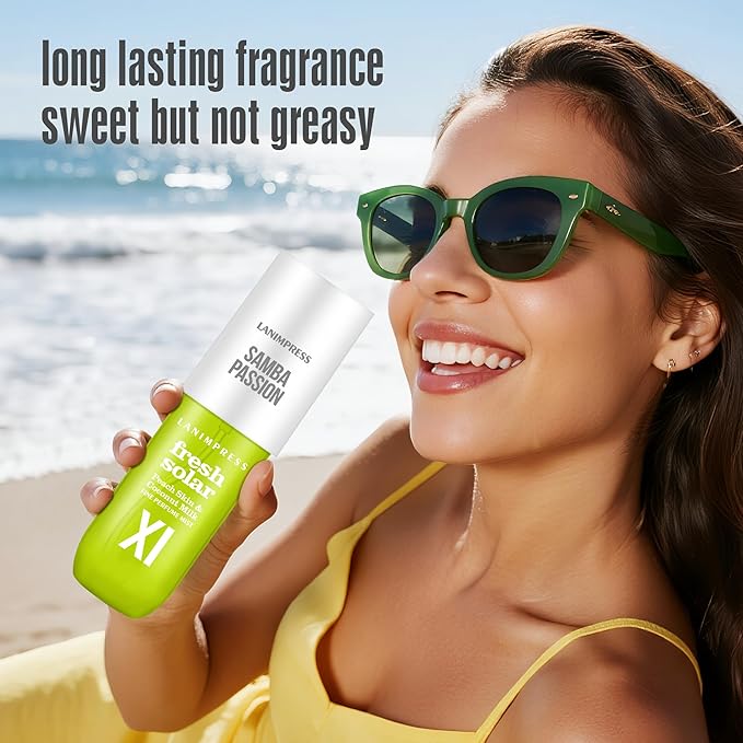 LANIMPRESS 3 fl oz Hair Mist and Body Spray, Eau De Parfum for Women,Travel Size Fragrance, Creamy Gourmand Perfume No.11, Sweet Fruity Smell– Notes of Peach Skin, Coconut Milk, Frangipani Petals