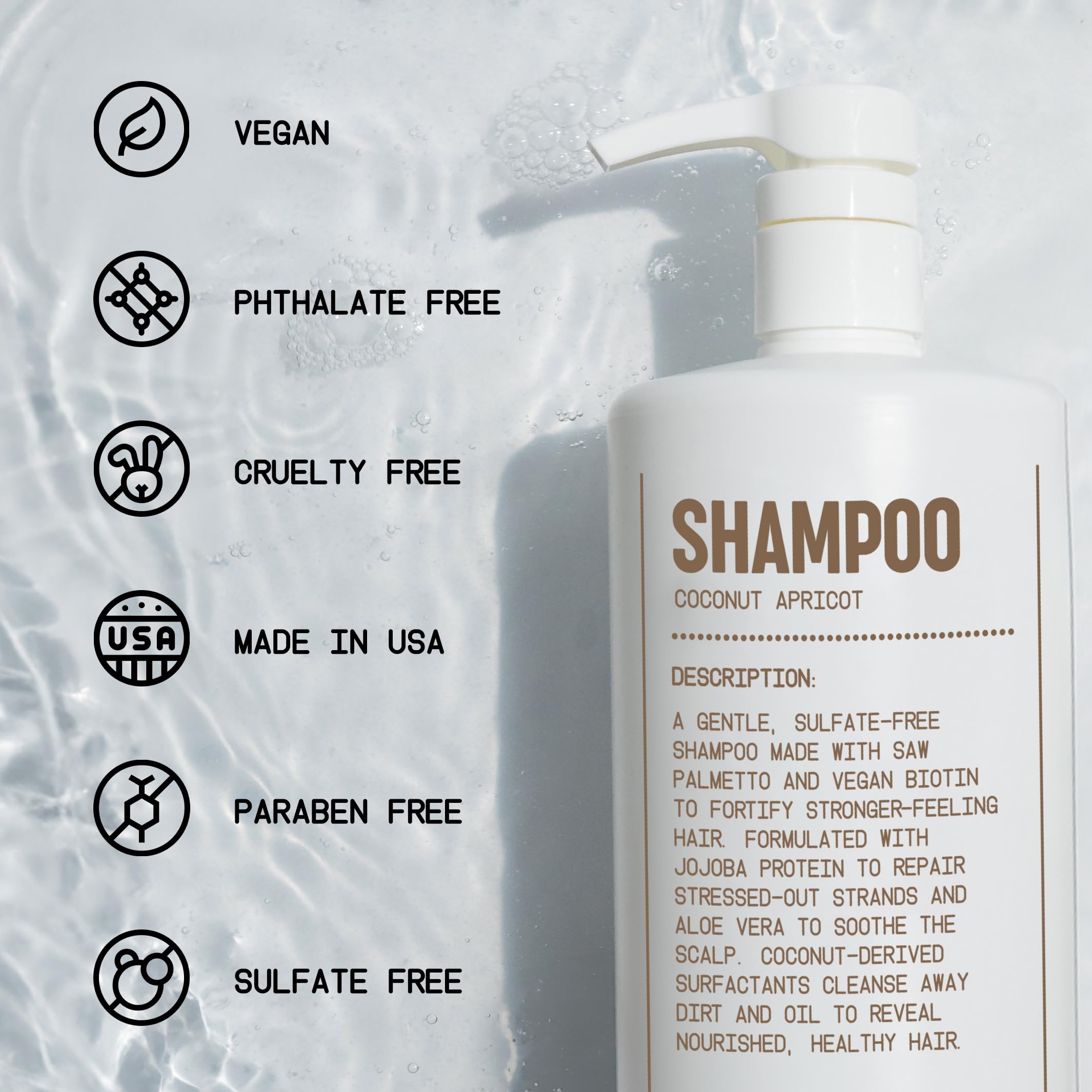 Blu Atlas Natural Shampoo for Men — Sulfate-Free for All Hair Types, 15 Ingredients, No Filler, Helps with Dandruff and Dry Scalp — Coconut Apricot Scent, 32 oz