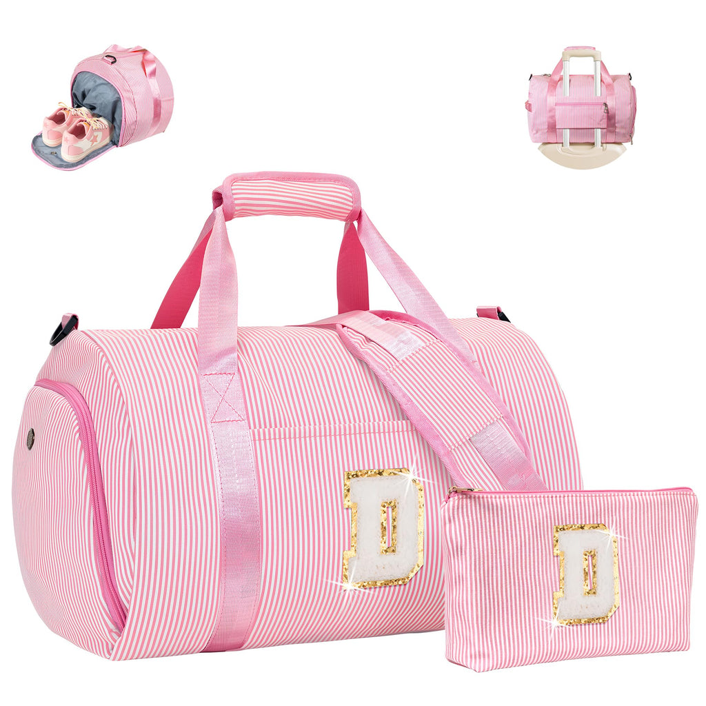 Vogewood Girls Travel Duffle Bag, Kids Initial Overnight Bag, Cheer Up Gift