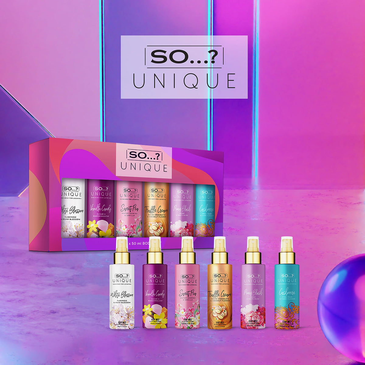 So…? Unique Body Mist Set - Perfumes for Women with Fresh, Floral, Sweet Scents - 6 Hour Wear Body Spray for Women - Travel Size Gift Set - 6 pcs