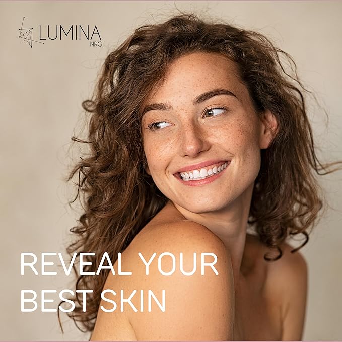 Lumina NRG Mini Glow PRO 5-in-1 LED Face Wand – Lifting, Tightening, Firming, Wrinkle & Facial Massager & Skincare Tool with Red & Blue Light, Gentle Warmth & Vibration - Compact At-Home Beauty Device