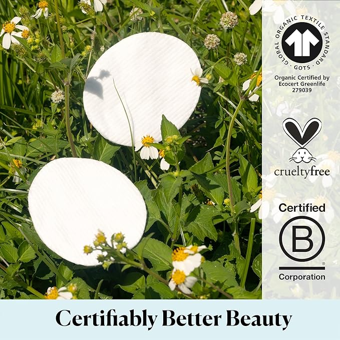 Sky Organics Organic Cotton Dual-Textured Large Pads, Chlorine-Free, 60ct