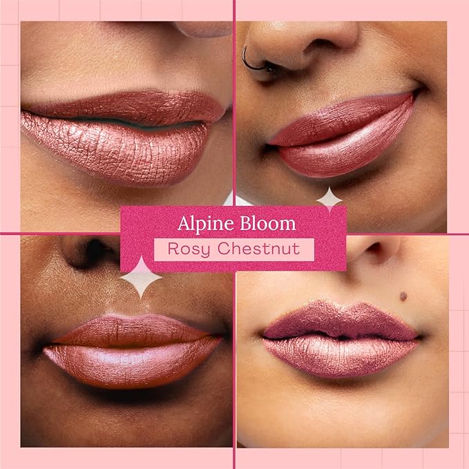Aromi Chestnut Rose Metallic Liquid Lipstick, Shimmery (Alpine Bloom)