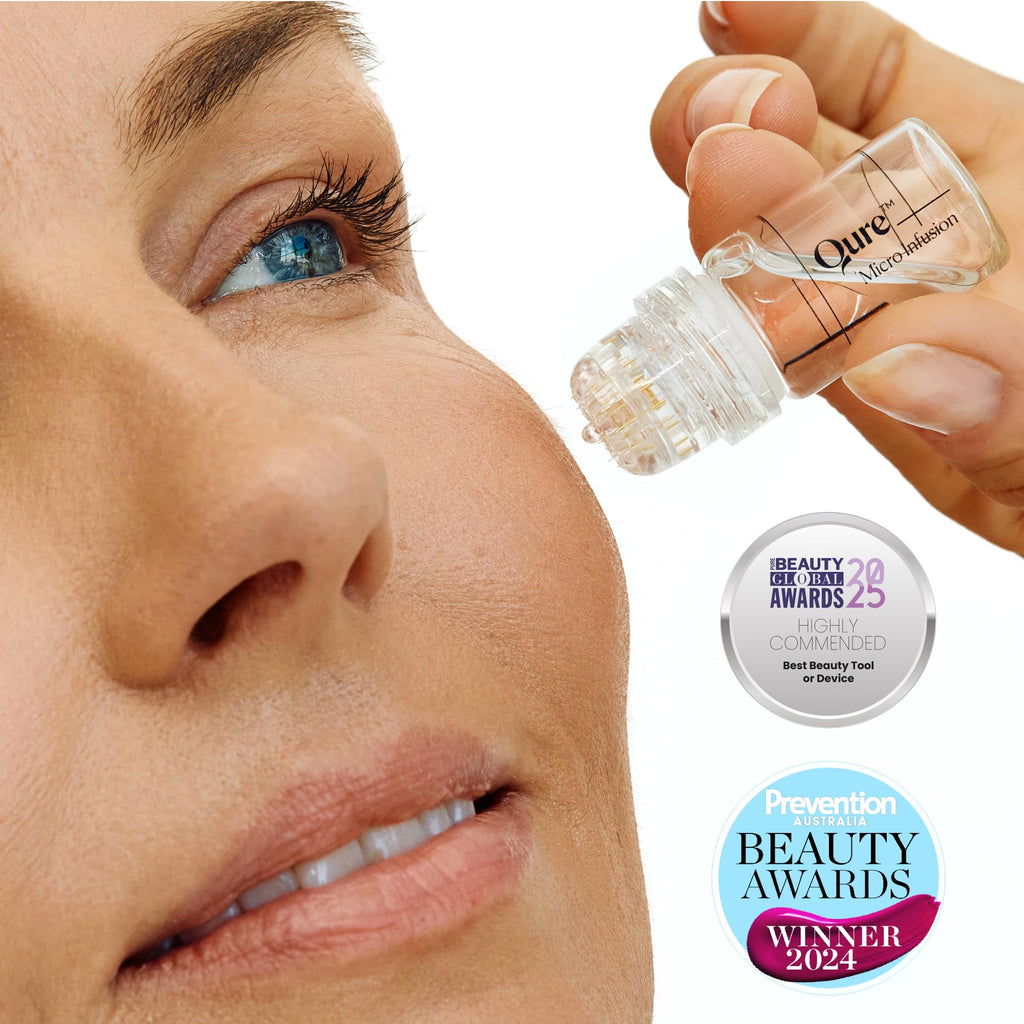 Qure Micro Infusion System for Face & Neck - Facial Moisturizing Essence, Hydrating Serum for All Skin Types, Refreshed Skin - 3-Month Supply