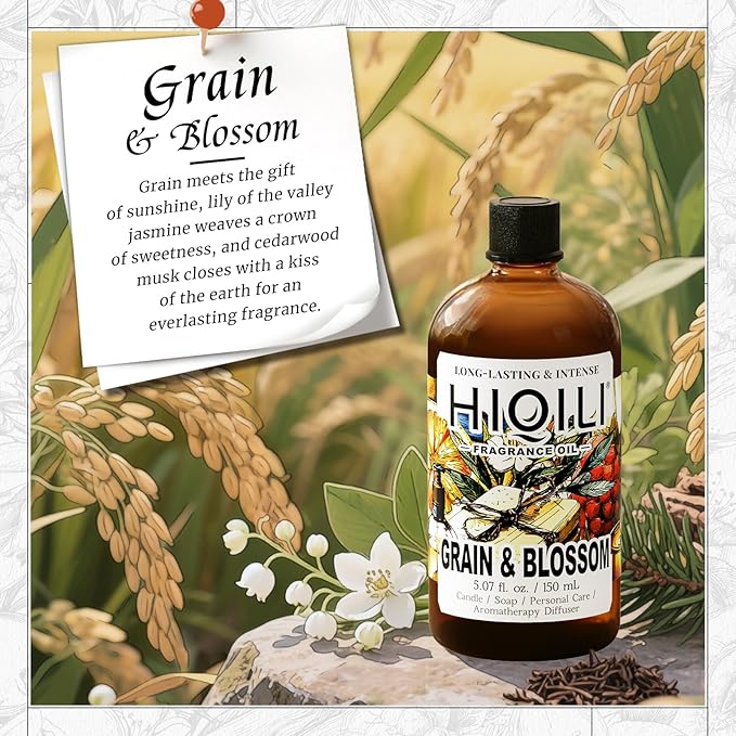 HIQILI Grain & Blossom Fragrance Oil for Diffuser, Candle & Solid Perfume