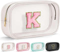 YOOLIFE Initial Birthday Gifts for Girls Kids Travel Toiletry Bag Birthday Gifts for Girls Kids Clear Makeup Bag Preppy Cosmetic Bag Birthday Gifts for 3 4 5 6 7 8 9 10 11 12 13 Year Old Girls White K