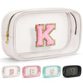 YOOLIFE Initial Birthday Gifts for Girls Kids Travel Toiletry Bag Birthday Gifts for Girls Kids Clear Makeup Bag Preppy Cosmetic Bag Birthday Gifts for 3 4 5 6 7 8 9 10 11 12 13 Year Old Girls White K