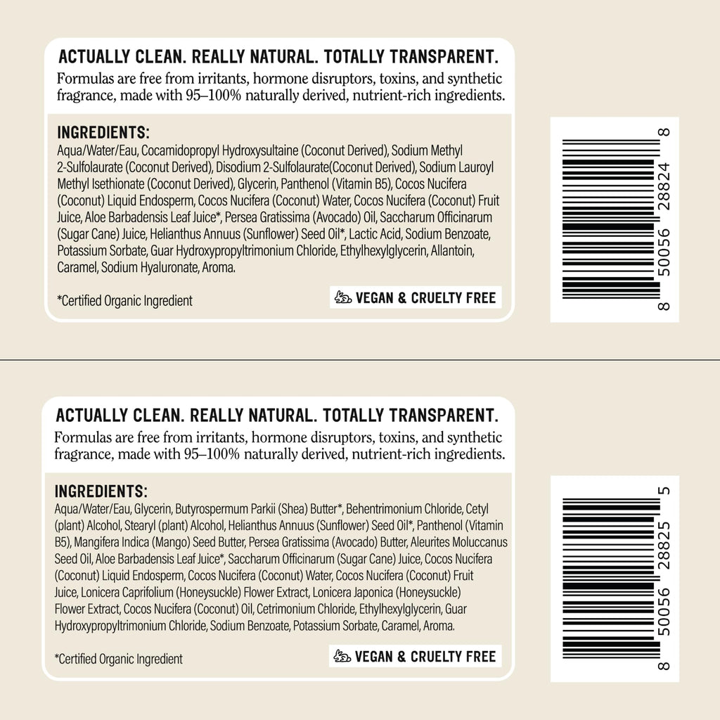 California Naturals Classic Clean Toasted Coconut Shampoo Conditioner Set, Natural, Vegan, Cruelty, Silicone, Paraben, and Sulfate Free, All Hair Types, 20 Fl Oz