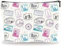 YKYENR Full Print Makeup Bag - Travel Stamps Theme - Waterproof Cosmetic Bag, Toiletry Bag, Gift For Girls, Besties, Personal Care & Accessories - A22