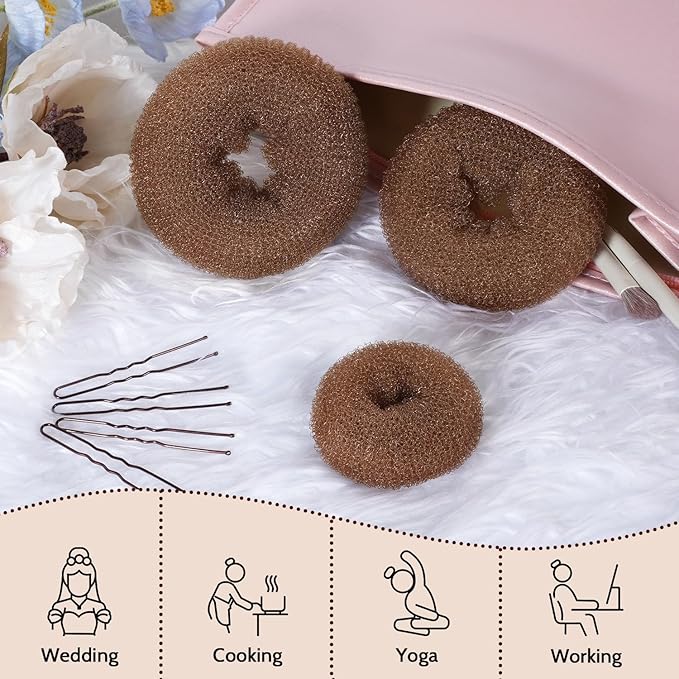 TsMADDTs Dount Bun Maker, Light Brown Hair Bun Maker for Ballet, Dance
