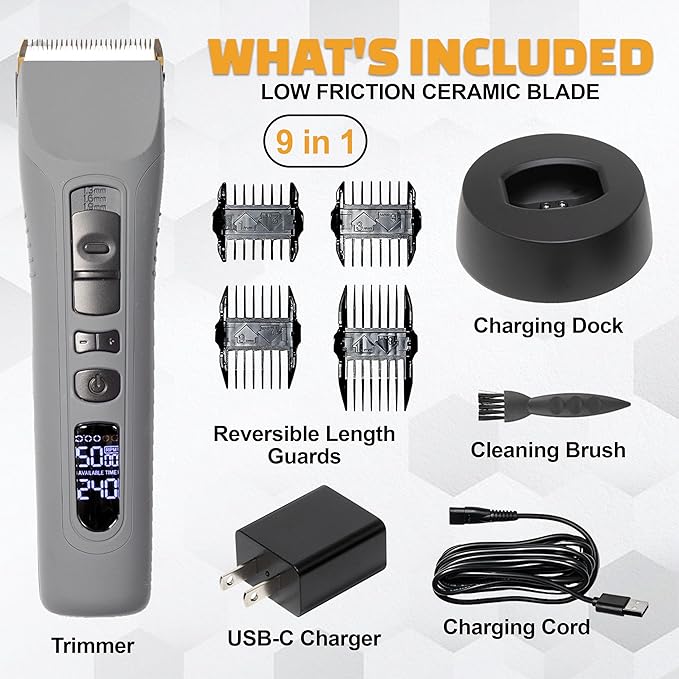 Brio Beardscape V1 Cordless Beard Trimmer for Men with Ceramic Blade, Gray