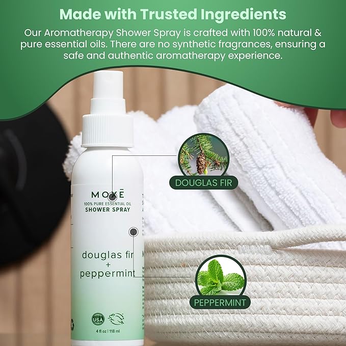 MOXĒ Douglas Fir & Peppermint Shower Steamer for Respiratory Support, 4oz