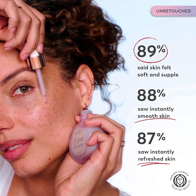 Olay Super Serum - Glow Serum for Face - Activated Niacinamide, Vitamin C & E, Collagen Peptide, AHA - 5-in-1 Benefits - Brightens, Hydrates, Smooths, Firms, Evens Tone, Proactive Anti-Aging, 1.7 Oz