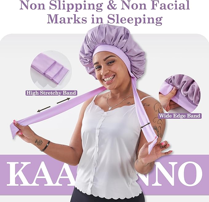 Adjustable Silk Bonnet Satin Curly Hair Wrap for Sleeping Women Anti Frizz