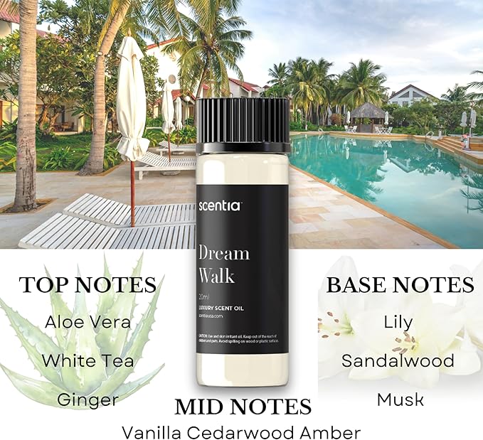Scentia Luxury Diffuser Essential Oils Set – 5x20ml Discovery Collection, Miami One (Inspired by 1 Hotel Miami, Formerly My Way) Coastal (Formerly Cabana) & White Tea Spa Fragrance