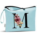 Vavabox A-Z Personalized Makeup Bag, Birthday Gifts for Women Mom, Gifts for Best Friend, Bride Bridesmaid Cosmetic bag (M, Aqua)