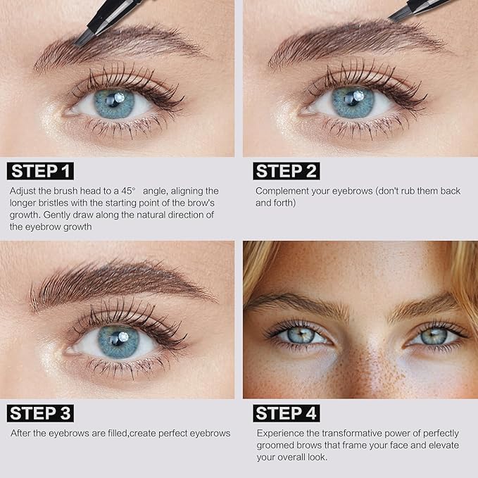 UCANBEMAKEUP Microblading Brow-Fection Brow Eyebrow Pencil – Angled Brush Tip, Wild Natural Hair-Like Strokes, Patented Design, Long-Lasting & Smudge-Proof, for Beginners & Pros(02 Dark Brown）