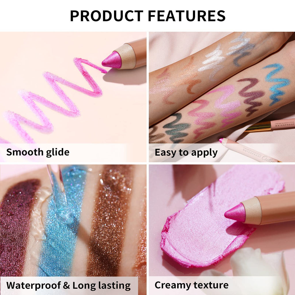 Oulac Waterproof Eye Shadow Stick Smooth and Long Lasting, Shimmering Glitter Finish, Blendable Eyes Makeup, Vegan & Cruelty-Free 1.25g, 20 Navy Velvet