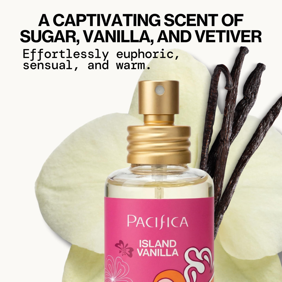 Pacifica Island Vanilla Perfume – Clean Vanilla Fragrance for Women - Warm Tropical Aroma - Long-Lasting Clean Beauty Non Toxic Scent, Vegan & Cruelty-Free, 1 oz Travel-Friendly Spray