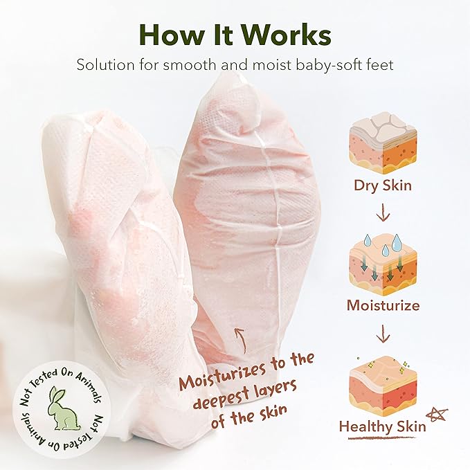 Purederm Foot Peeling Mask for Dry Cracked Feet, Exfoliating Treatment for Dead Skin & Calluses for Baby Soft Feet, 6 Pairs