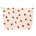 Flat Makeup Bag for Women,Zipper Cosmetic Pouch for Purse,Strawberry Beige