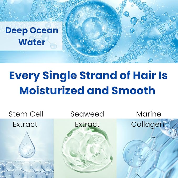 8 THE THALASSO Natural Hair Oil for Women & Men, Anti Frizz Serum by Glycerin, Lecithin, Squalane, Rosemary, Peppermint & Tea Tree, Hair Oil Treatment by Japan, Paraben & Sulfate Free 3.38 Fl Oz MOIST