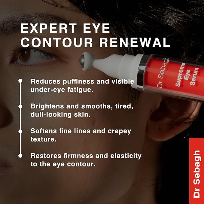 Dr Sebagh Supreme Eye Serum (0.51 fl oz) - Advanced Roll-On Formula - Designed to Aid Smoother Younger & Firmer-Looking Skin - Helps Reduce Puffiness Circles Fine Lines & Wrinkles - Boosts Elasticity