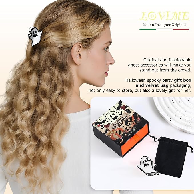 Cute Halloween Hair Clips for Women Mini White Ghost Acetate Clip Claws