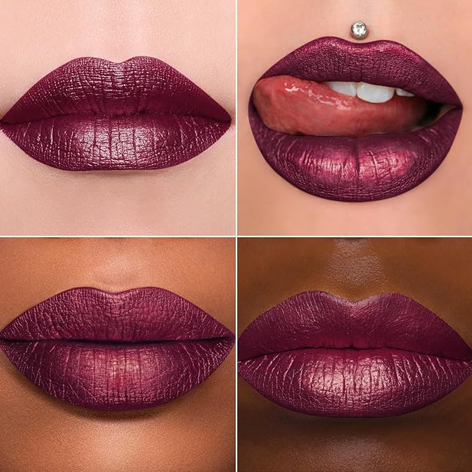 MAKI YIKA Dark Purple Lipstick for Women Metallic Lipsticks Long Lasting