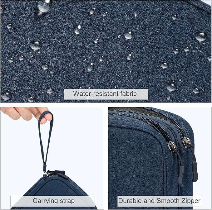 FYY Electronic Organizer, Travel Tech Pouch Bag, Large, Navy