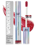 Wonderskin Lip Gloss – Wonder Blading Top Gloss, Hydrating High Shine Lip Makeup (Red Glitter)