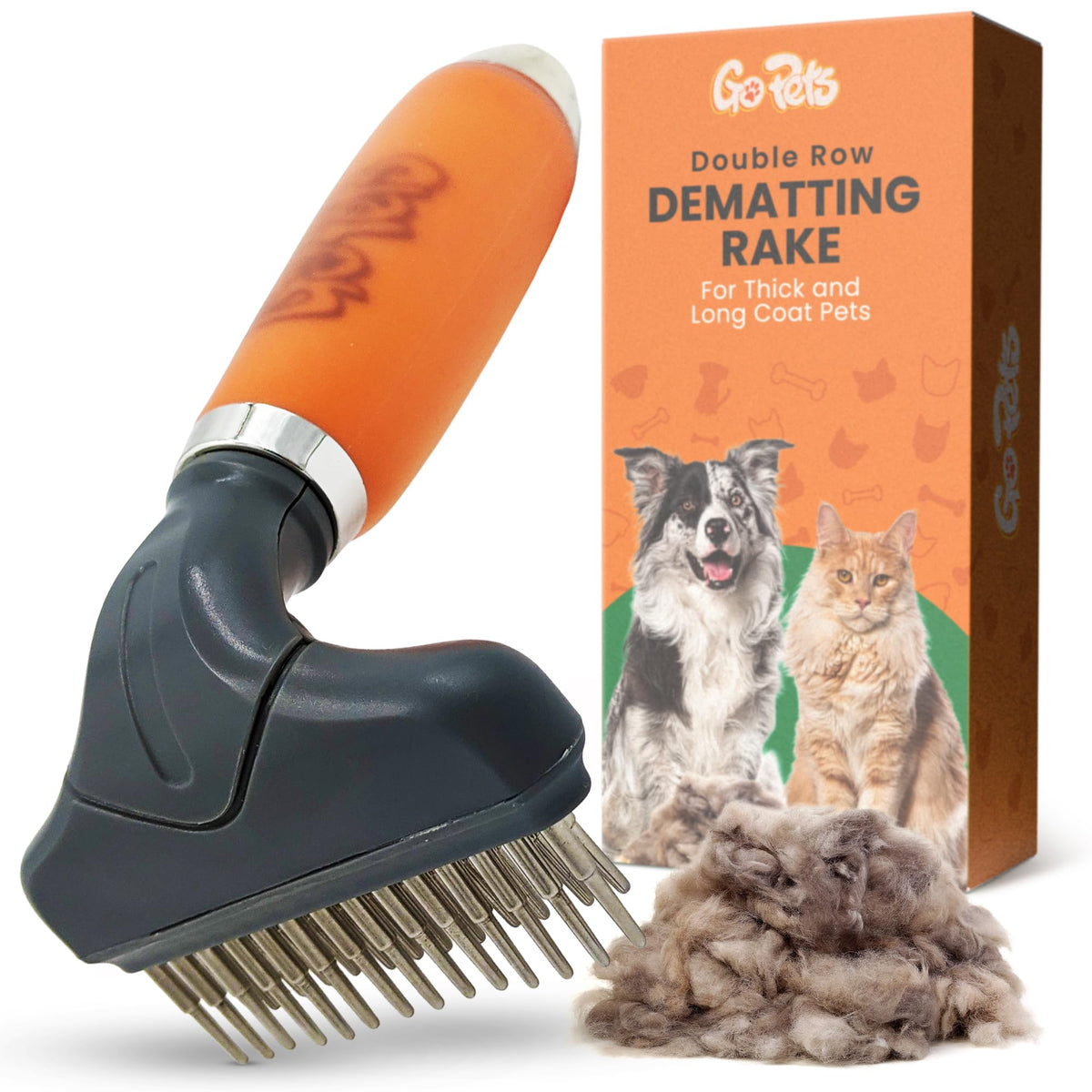 GoPets 2-in-1 Deshedding & Dematting Comb & Grooming Brush for Dogs & Cats