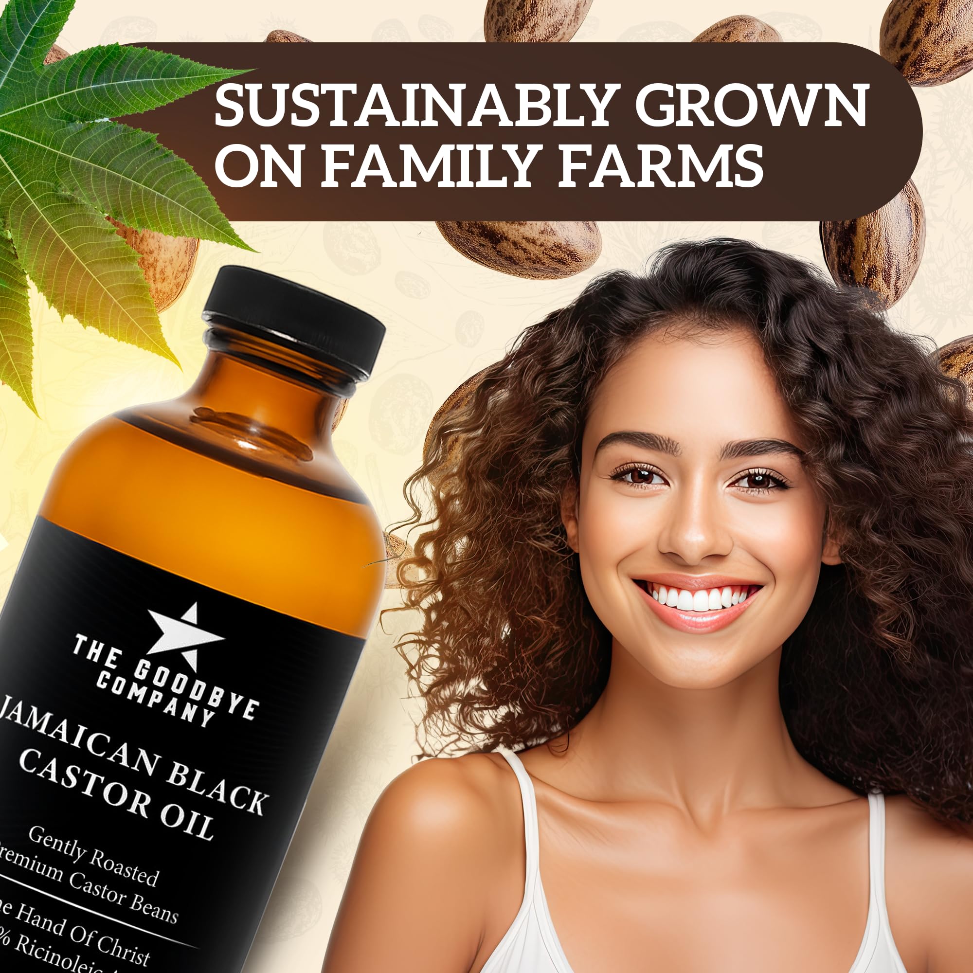 The Goodbye Company Black Castor Oil for Hair Growth – Organic, Cold-Pressed & Unrefined 100% Pure & Hexane-Free - Glass Bottle (450mL) Nourishing Oil for Eyebrow, Eyelash & Stronger Hair (16.9 oz)