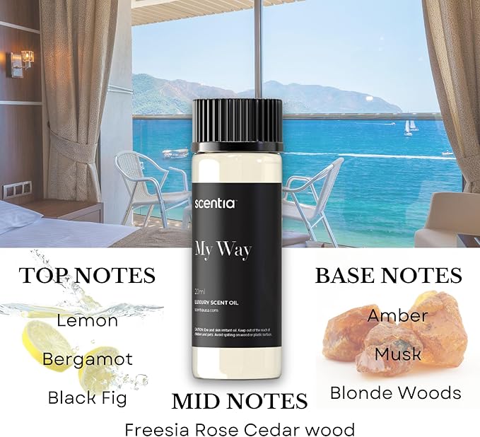 Scentia Hotel Diffuser Oil Gift Set, 3x20ml - Miami One, Coastal & W Bliss Fragrance Oils Inspired by 1 Hotel Miami & W Hotel - Made in USA, IFRA Certified - Aromatherapy Discovery Set