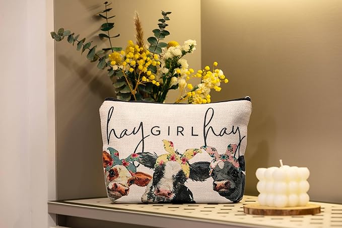 NEGIGA Cow Gifts,Western Makeup Bag,Cow Makeup Bag,Cow Print Stuff,Makeup Bags For Women